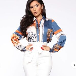 Fashion Nova satin shirt size small EUC